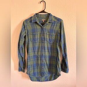 GUC Toad&Co. Cairn Plaid Long Sleeve Tunic Shirt Cabincore (Green Blue, XS)